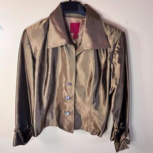 JS Collections Womens Fancy Button Top Size 16 Shoulder Pads Dressy‎